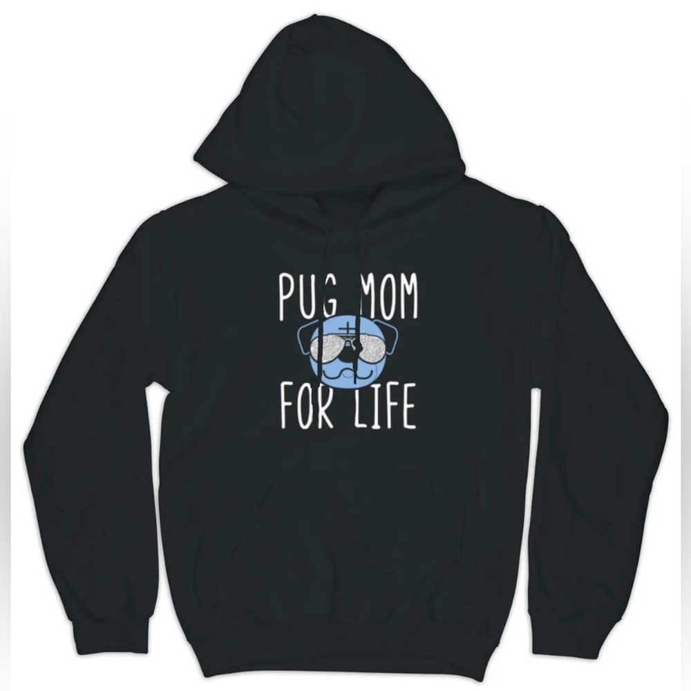 Women’s Pug Breed Dog Mom Hoodie Sweater Hoody Dog Lovers Gift Puppy Present